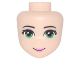 Part No: 98704  Name: Mini Doll, Head Friends with Thin Black Eyebrows, Green Eyes, Dark Pink Lips, and Closed Mouth Smile Pattern