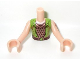 Part No: FTBpb014c01  Name: Torso Mini Doll Boy Lime Vest over Bronze Diamond Shirt Pattern, Light Nougat Arms with Hands with Reddish Brown Elves Tattoo