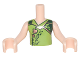 Part No: FTBpb015c01  Name: Torso Mini Doll Boy Lime Shirt with Gold, Dark Green Plant Pattern, Light Nougat Arms with Hands with Reddish Brown Elves Tattoo