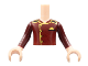 Part No: FTBpb052c01  Name: Torso Mini Doll Boy Dark Red Jacket with Gold Trim Pattern, Light Nougat Arms with Hands with Dark Red Sleeves