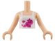 Part No: FTGpb002c01  Name: Torso Mini Doll Girl White Halter Top with Dark Pink and Magenta Circles and Stars Pattern, Light Nougat Arms with Hands
