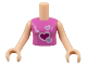Part No: FTGpb009c01  Name: Torso Mini Doll Girl Dark Pink Vest Top with Hearts Pattern, Light Nougat Arms with Hands