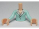 Part No: FTGpb013c01  Name: Torso Mini Doll Girl Light Aqua Blouse Top with White Lapels and Button Pattern, Light Nougat Arms with Hands with Light Aqua Long Sleeves
