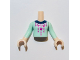 Part No: FTGpb017c01  Name: Torso Mini Doll Girl Light Aqua Sweater with Christmas Pattern, Light Nougat Arms with Hands with Light Aqua Sleeves