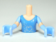 Part No: FTGpb042c01  Name: Torso Mini Doll Girl Medium Blue Top with Stars, Scrolls Pattern, Light Nougat Arms with Hands with Bright Light Blue Short Sleeves and Gloves