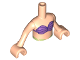 Part No: FTGpb045c01  Name: Torso Mini Doll Girl Medium Lavender Bikini Shell Bra Top Pattern, Light Nougat Arms with Hands (Ariel)