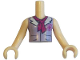 Part No: FTGpb051c01  Name: Torso Mini Doll Girl Lavender Blouse Top with Magenta Cross Logo, White Collar and Magenta Scarf Pattern, Light Nougat Arms with Hands