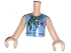 Part No: FTGpb055c01  Name: Torso Mini Doll Girl Medium Blue Blouse Top with Magenta Cross Logo over Sand Green Shirt and Sand Green Scarf Pattern, Light Nougat Arms with Hands