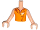 Part No: FTGpb071c01  Name: Torso Mini Doll Girl Orange Chef Vest with Dark Red Outline and Buttons Pattern, Light Nougat Arms with Hands