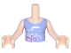 Part No: FTGpb072c01  Name: Torso Mini Doll Girl Lavender Top with Dark Pink and White Flowers Pattern, Light Nougat Arms with Hands