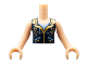 Part No: FTGpb081c01  Name: Torso Mini Doll Girl Dark Blue Vest with Gold Trim Pattern, Light Nougat Arms with Hands