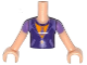 Part No: FTGpb097c01  Name: Torso Mini Doll Girl Dark Purple Zipper Jacket over Orange Top with Whistle Pattern, Light Nougat Arms with Hands with Medium Lavender Short Sleeves