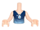 Part No: FTGpb102c01  Name: Torso Mini Doll Girl Dark Blue Top with Light Blue Gradient and Silver Necklace Pattern, Light Nougat Arms with Hands