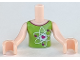 Part No: FTGpb103c01  Name: Torso Mini Doll Girl Lime Top with Heart Electron Orbitals Pattern, Light Nougat Arms with Hands