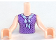Part No: FTGpb174c01  Name: Torso Mini Doll Girl Medium Lavender Blouse Top with Dark Purple Dots and Light Aqua Ruffled Collar Pattern, Light Nougat Arms with Hands