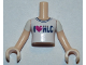 Part No: FTGpb183c01  Name: Torso Mini Doll Girl White T-Shirt with 'I Heart HLC' Pattern, Light Nougat Arms with Hands with White Short Sleeves