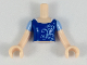 Part No: FTGpb184c01  Name: Torso Mini Doll Girl Blue Top with Bright Light Blue Filigree Pattern, Light Nougat Arms with Hands with Bright Light Blue Short Sleeves
