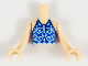 Part No: FTGpb234c01  Name: Torso Mini Doll Girl Blue Swimsuit Top with Light Aqua Filigree and Scalloped Waist Pattern, Light Nougat Arms with Hands