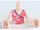 Part No: FTGpb280c01  Name: Torso Mini Doll Girl Coral Wrap Top with White Tree Pattern, Light Nougat Arms with Hands