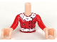 Part No: FTGpb289c01  Name: Torso Mini Doll Girl Dark Red Top with Lace and Hearts Pattern, Light Nougat Arms with Hands with Red Sleeves