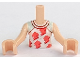 Part No: FTGpb345c01  Name: Torso Mini Doll Girl White Sleeveless Baseball Shirt with Coral Lightning Bolts Pattern, Light Nougat Arms with Hands