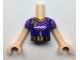 Part No: FTGpb391c01  Name: Torso Mini Doll Girl Medium Lavender and Dark Purple Top with Belt and Gold Scarf Pattern, Light Nougat Arms with Hands with Medium Lavender Short Sleeves