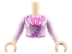 Part No: FTGpb495c01  Name: Torso Mini Doll Girl Lavender Jacket with Metallic Pink Stripes and Magenta Trim over Bright Pink Shirt Pattern, Light Nougat Arms with Hands with Lavender Long Sleeves