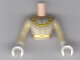 Part No: FTMpb028c01  Name: Torso Mini Doll Man Dark Tan Top with Gold and Yellow Necklace and Belt Pattern, White Arms with Hands with Tan Sleeves