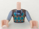 Part No: FTMpb051c01  Name: Torso Mini Doll Man Knit Argyle Sweater Vest with Bow Tie Pattern, Light Nougat Arms with Hands with Sand Blue Sleeves
