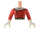 Part No: FTMpb071c01  Name: Torso Mini Doll Man Red Jacket with Gold Buttons, Black Belt and White Trim Pattern, White Arms with Hands with Red Long Sleeves