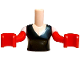 Part No: FTWpb391c01  Name: Torso Mini Doll Woman Black Tank Top Pattern, Light Nougat Arms with Hands with Red Long Gloves