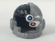 Part No: 19026pb02  Name: Minifigure, Headgear Helmet Cyborg Side Open with Black Top Side, Red Eye and Dark Azure Dot Pattern