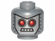 Part No: 3626cpb1083  Name: Minifigure, Head Alien with Red Eyes, 4 Mouth Squares and Rivets Pattern - Hollow Stud