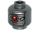 Part No: 3626cpb1537  Name: Minifigure, Head Alien with Mechanical Right Eye Red, Silver Face Mask Pattern - Hollow Stud