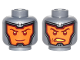 Part No: 3626cpb1581  Name: Minifigure, Head Dual Sided Balaclava, Orange Face, Dark Red Eyebrows and Cheek Lines, Smiling / Open Mouth Scowl Pattern - Hollow Stud