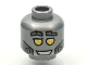 Part No: 3626cpb2785  Name: Minifigure, Head Robot Gold Eyes, Pearl Dark Gray Dots and Cheek Panels Pattern - Hollow Stud