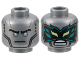 Part No: 3626cpb3312  Name: Minifigure, Head Dual Sided Black Eyebrows, Metallic Light Blue Eyes / Black Mask with Dark Turquoise Crystals Pattern - Hollow Stud