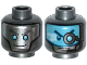 Part No: 3626pb1339  Name: Minifigure, Head Dual Sided Alien Robot with Silver Face with Medium Azure Eyes / Medium Azure Visor with Headset and Eyepiece Pattern