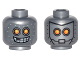 Part No: 3626pb1502  Name: Minifigure, Head Dual Sided Alien Robot with Yellow Eyes, Mask with Metal Bolts, Closed Mouth / Open Mouth Pattern