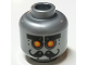 Part No: 3626pb1653  Name: Minifigure, Head Alien with Robot Yellow Eyes and Curly Moustache Pattern