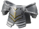 Part No: 5687pb01  Name: Minifigure Armor Breastplate with Leg Protection and Large Round Shoulder Pads with Gold Trim, Black Panel Lines and Rivets Pattern