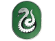 Part No: 65474pb09  Name: Tile, Round 6 x 8 Oval with Slytherin Crest with Silver Snake on Green Background Pattern