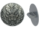 Part No: 75902pb16  Name: Minifigure, Shield Circular Convex Face with Black and Silver Ninjago Dragon Head Pattern
