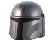 Part No: 87610pb19  Name: Minifigure, Headgear Helmet with Holes, SW Mandalorian with Silver Lines and Cheek Indents and Black Visor Pattern