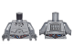 Part No: 973pb2447c01  Name: Torso SW Protocol Droid with Red, Blue and Flat Silver Wires Pattern / Flat Silver Arms / Dark Bluish Gray Hands