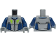 Part No: 973pb4467c01  Name: Torso Racing Suit, Dark Blue Panels, Silver Zipper, Lime Logo Pattern / Dark Blue Arms / Dark Bluish Gray Hands
