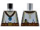 Part No: 973pb5819  Name: Torso White Surcoat, Reddish Brown Jewel Necklace and Belt, Gold Buckle and Trim Pattern