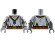 Part No: 973pb5819c01  Name: Torso White Surcoat, Reddish Brown Jewel Necklace and Belt, Gold Buckle and Trim Pattern / Flat Silver Arms with Armor and Chain Mail Pattern / Flat Silver Hands