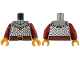 Part No: 973pb6134c01  Name: Torso Silver Armor, Reddish Brown Belt with Gold Buckle, Panel with 3 Rivets Pattern / Dark Red Arms / Pearl Gold Hands