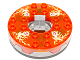 Part No: bb0549c13pb01  Name: Turntable 6 x 6 x 1 1/3 Round Base Serrated with Trans-Neon Orange Top and Fire Energy Pattern (Ninjago Spinner)